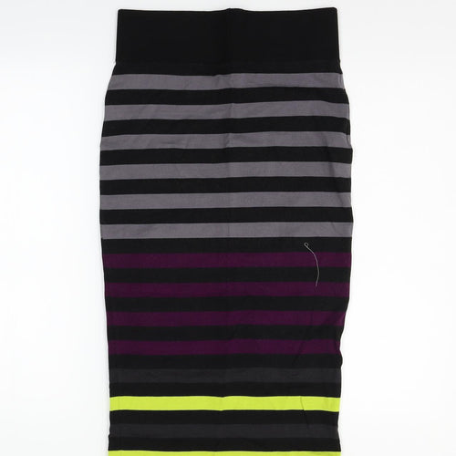 River Island Womens Black Striped  Flare Skirt Size 12