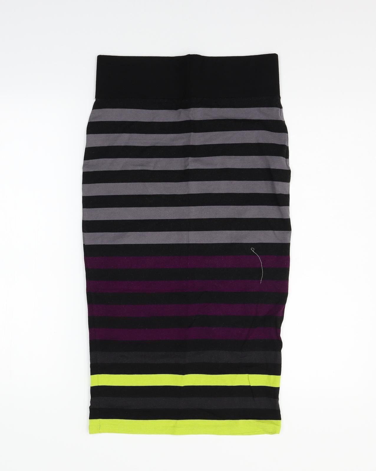 River Island Womens Black Striped  Flare Skirt Size 12