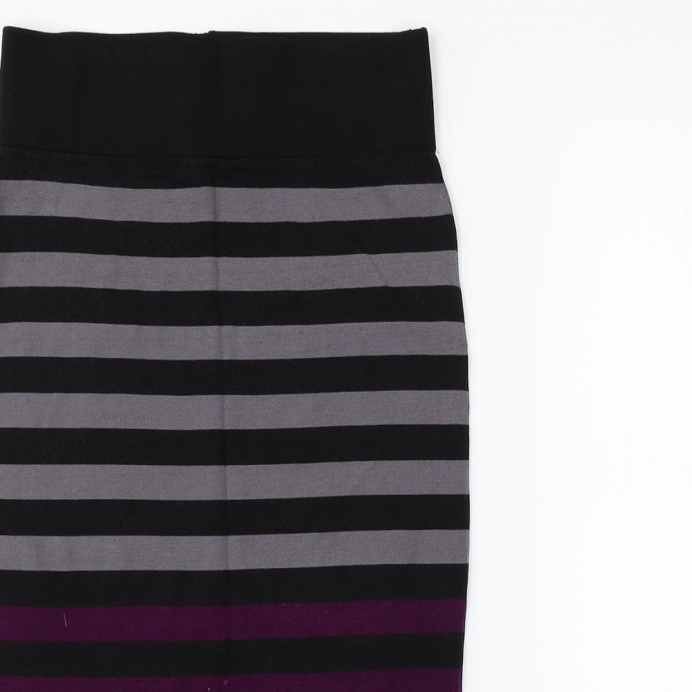 River Island Womens Black Striped  Flare Skirt Size 12