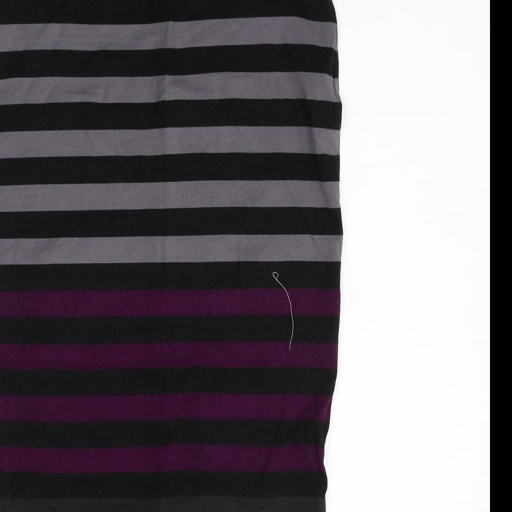 River Island Womens Black Striped  Flare Skirt Size 12