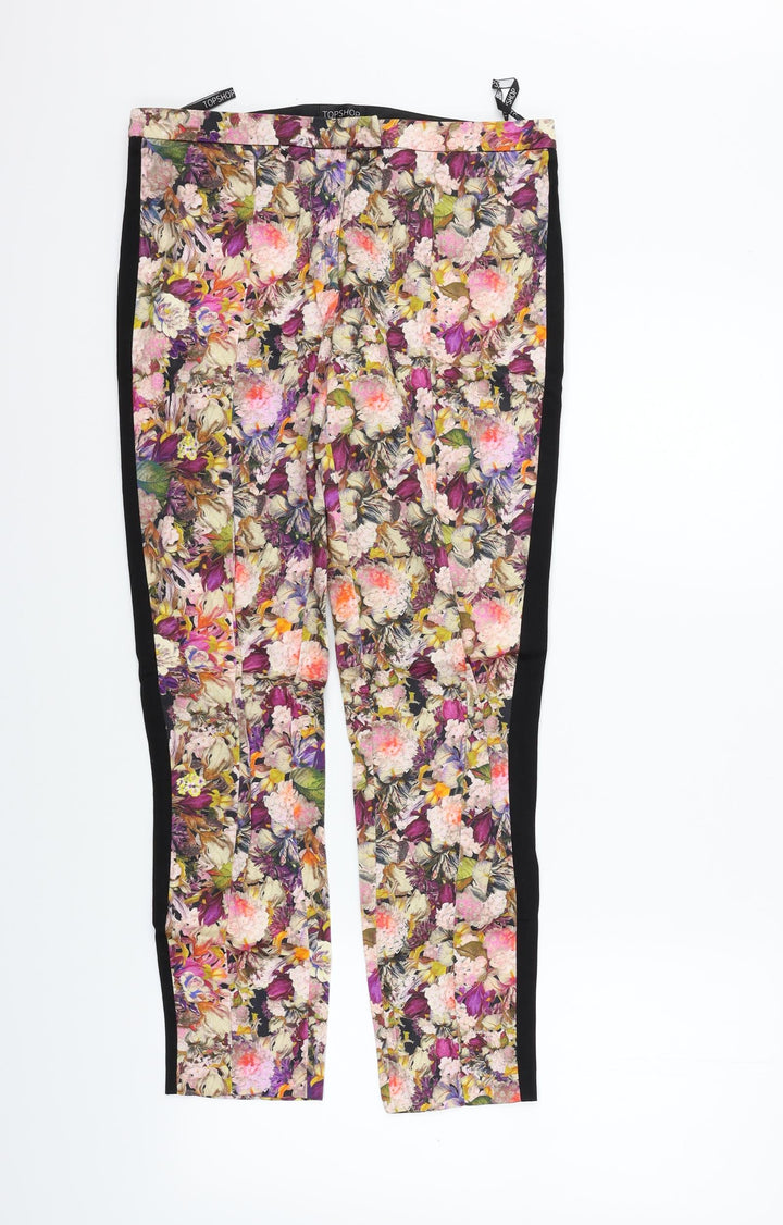 Topshop Womens Beige Floral Sweatpants Trousers Size 10 L28 in