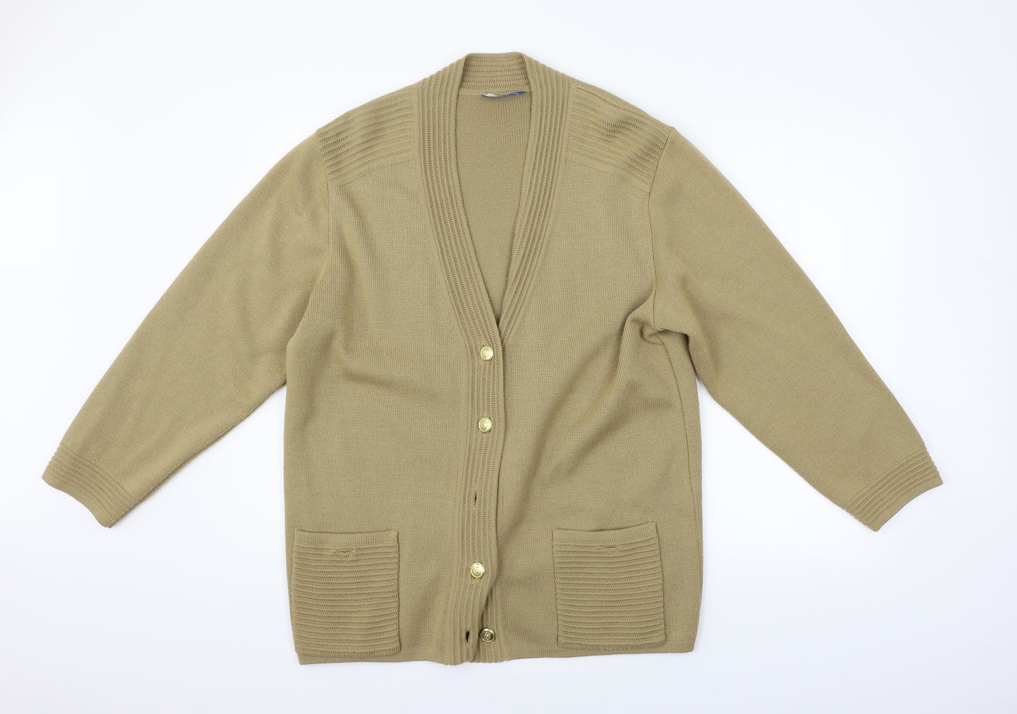 GRAZIA Womens Beige Houndstooth  Cardigan Jumper Size XL