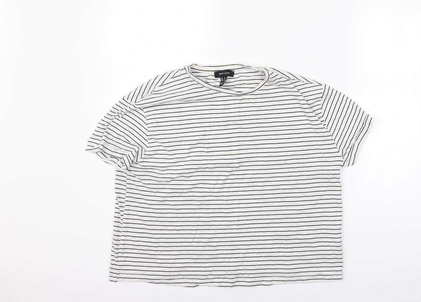 New Look Womens White Striped  Basic Polo Size 12
