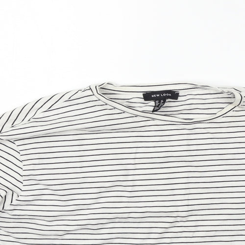 New Look Womens White Striped  Basic Polo Size 12