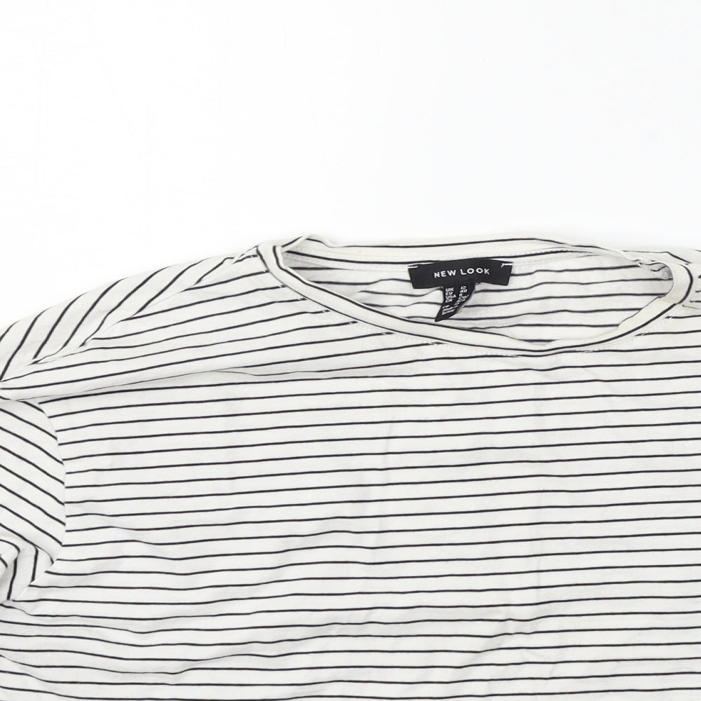 New Look Womens White Striped  Basic Polo Size 12
