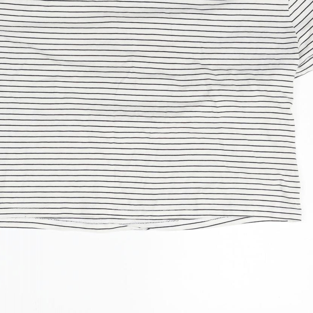 New Look Womens White Striped  Basic Polo Size 12