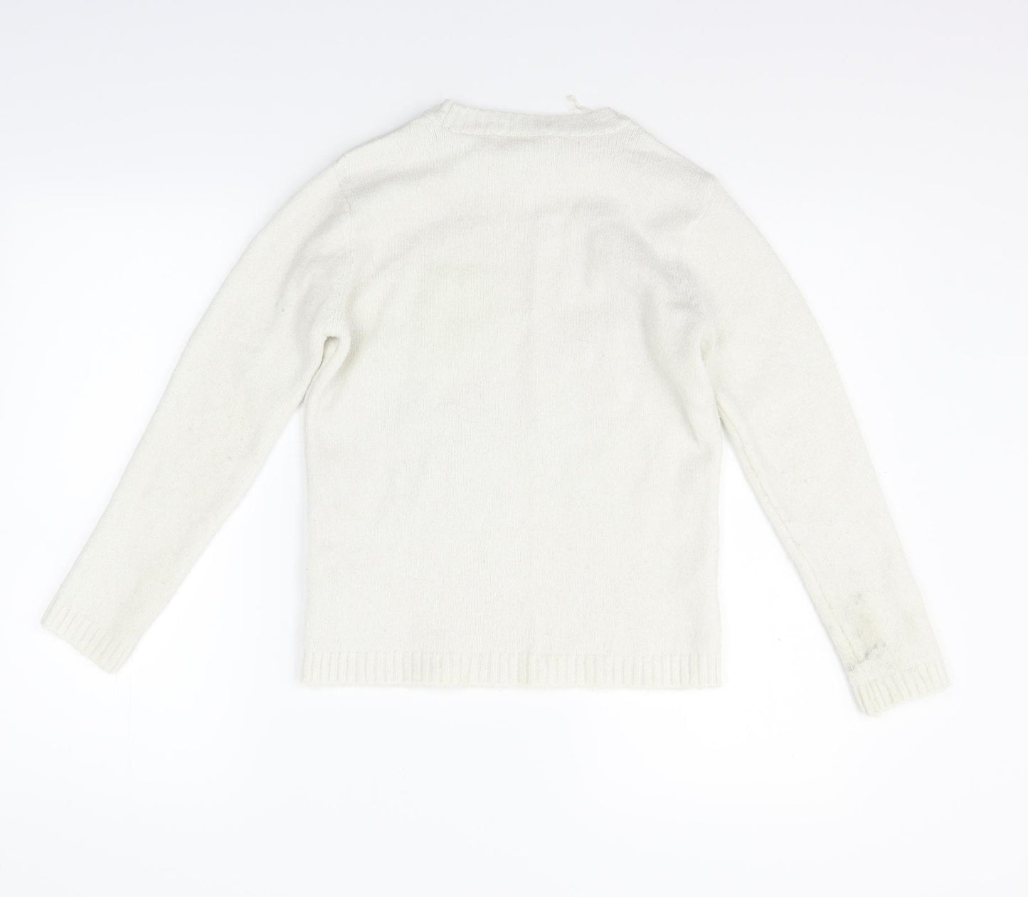 M&Co Girls White   Pullover Jumper Size 9-10 Years  - Sequin detail