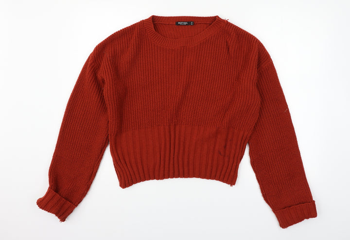 Nasty Gal Womens Orange Pullover Jumper Size M - washable mark on bottom