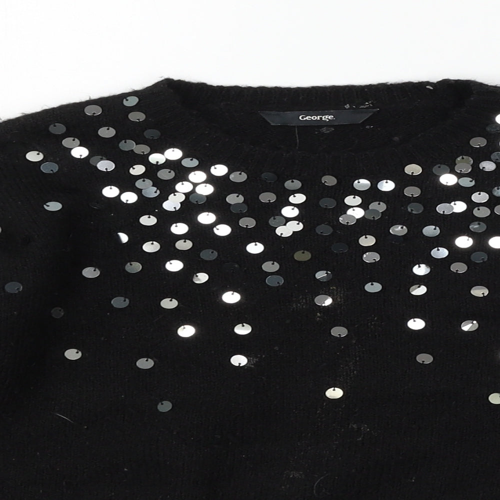 George Girls Black   Pullover Jumper Size 8-9 Years  - Sequin detail