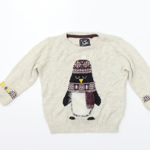 TU Girls Beige   Pullover Jumper Size 2 Years  - PENGUIN