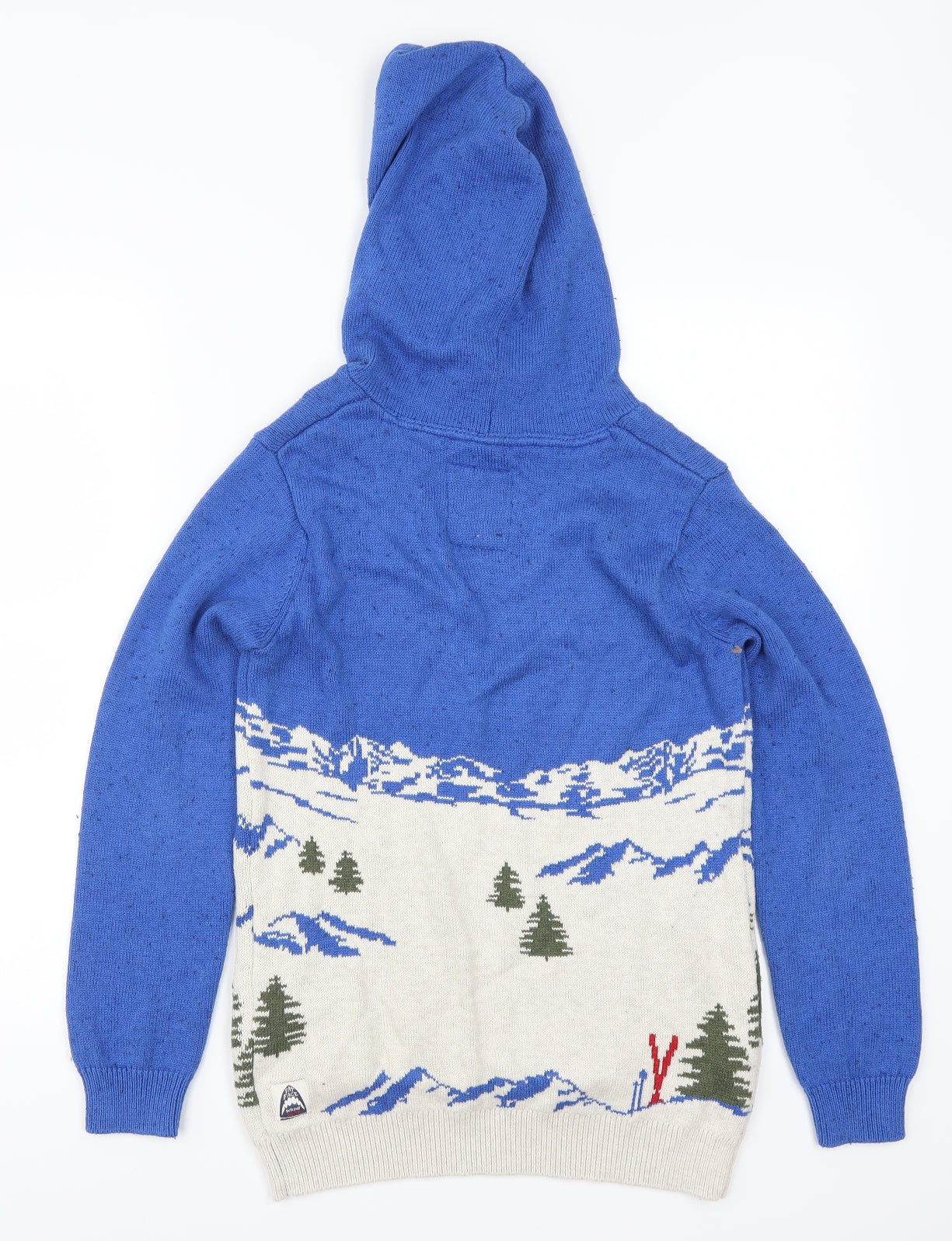 Fat Face Boys Blue  Knit Pullover Hoodie Size 12-13 Years  - Snowboarding Yeti