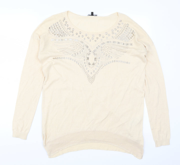 Warehouse Womens Beige Pullover Jumper Size 8