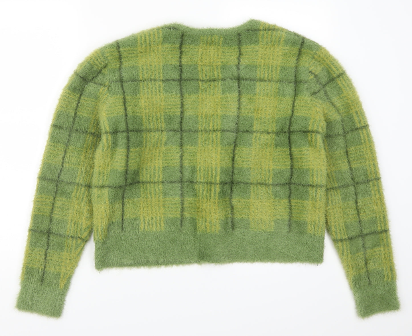 UNIF Womens Green Check  Cardigan Jumper Size S