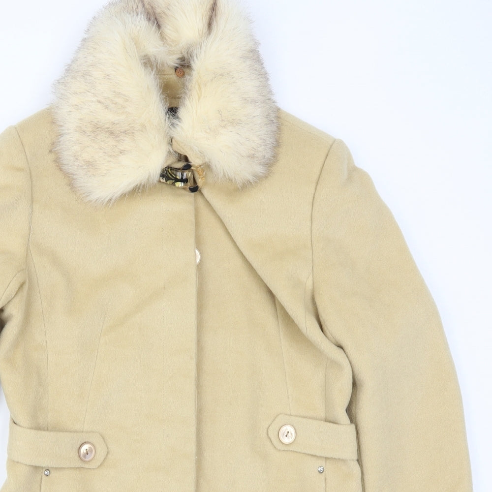 Feivan Womens Beige   Pea Coat Coat Size 14