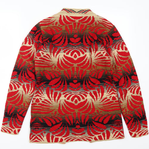 Dadu Dayal Womens Red Geometric  Cardigan Jumper Size M