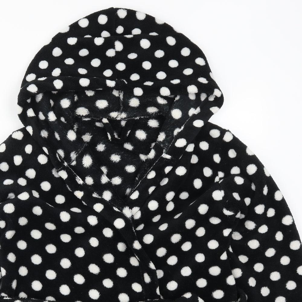 George Womens Black Polka Dot  Kimono Robe Size S