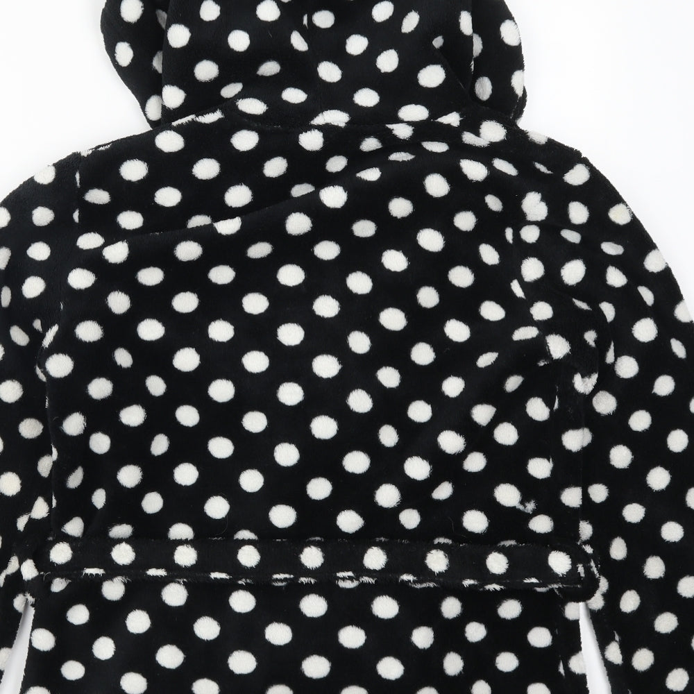 George Womens Black Polka Dot  Kimono Robe Size S