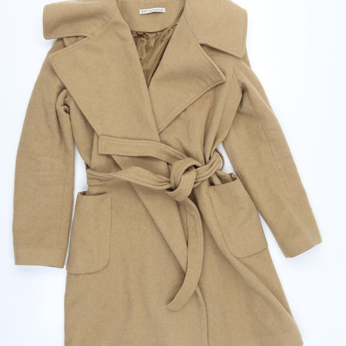 Definitions Womens Beige   Overcoat Coat Size 10