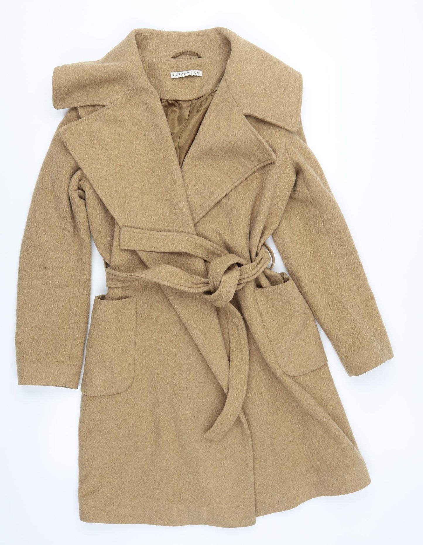 Definitions Womens Beige   Overcoat Coat Size 10