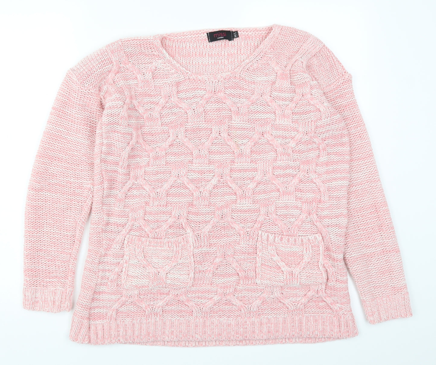 Miss London Womens Pink  Knit Pullover Jumper Size M