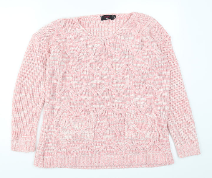 Miss London Womens Pink  Knit Pullover Jumper Size M