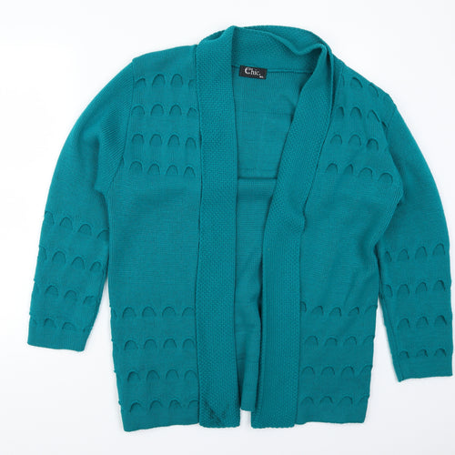 CHIC Womens Blue   Cardigan Jumper Size M  - Distressed Look