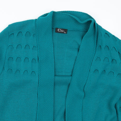 CHIC Womens Blue   Cardigan Jumper Size M  - Distressed Look