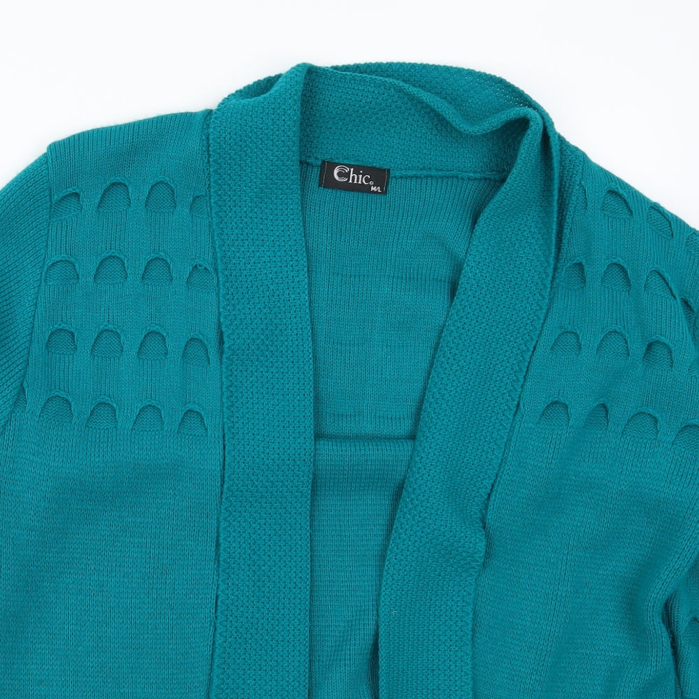 CHIC Womens Blue   Cardigan Jumper Size M  - Distressed Look