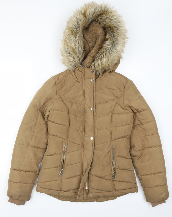 F&F Womens Brown Parka Coat Size 6