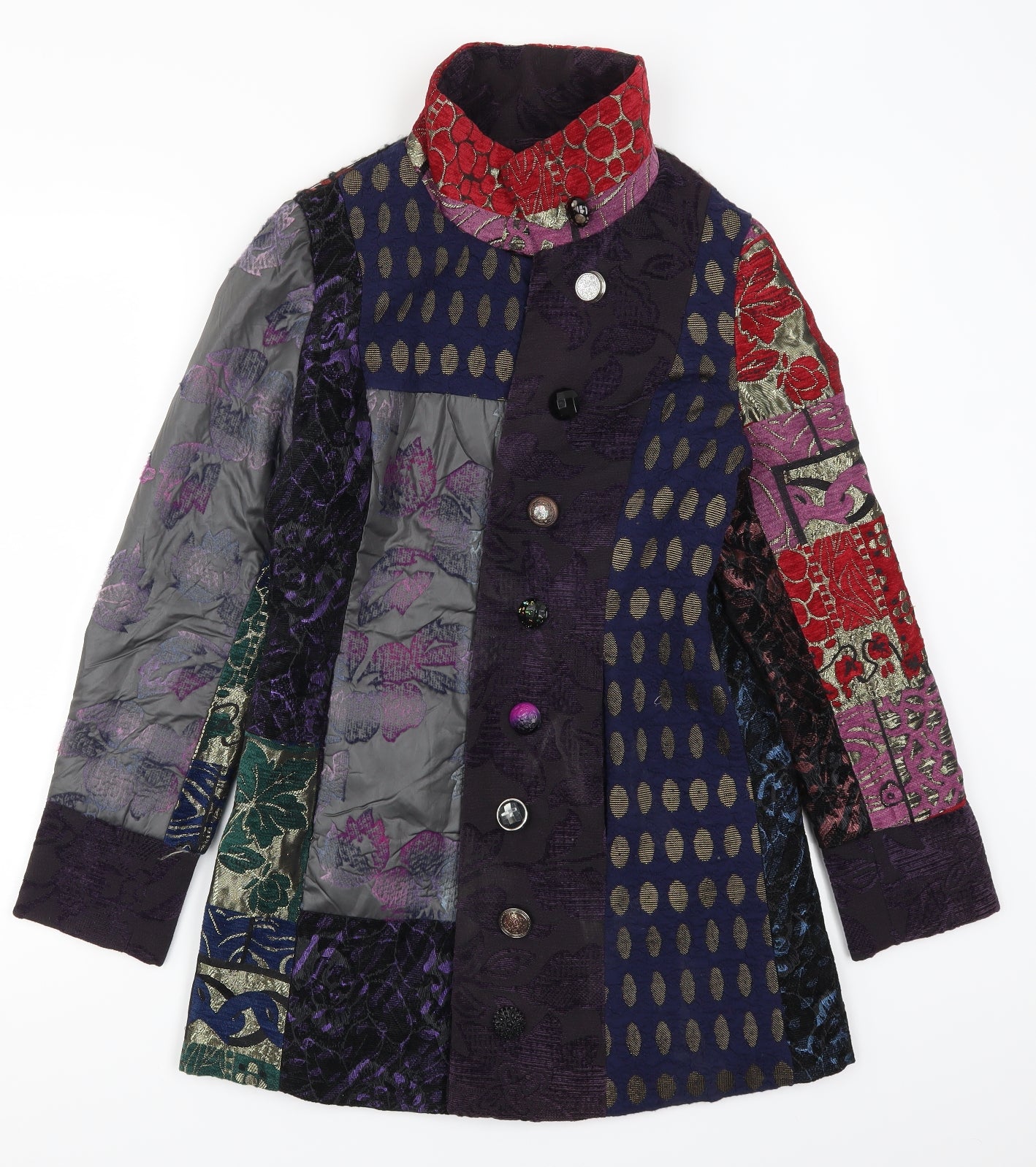 Loline Womens Multicoloured Geometric  Pea Coat Coat Size M