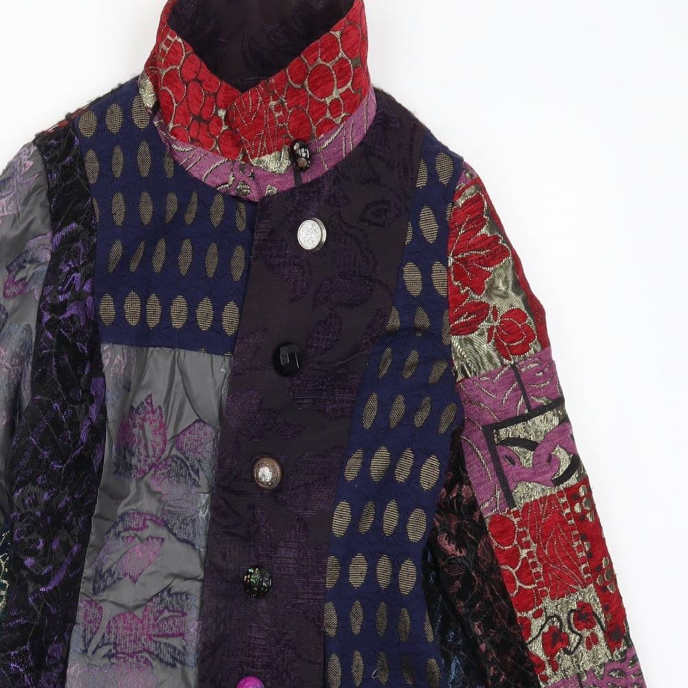 Loline Womens Multicoloured Geometric  Pea Coat Coat Size M