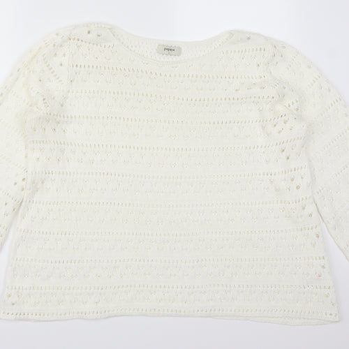 Papaya Womens White   Pullover Jumper Size L