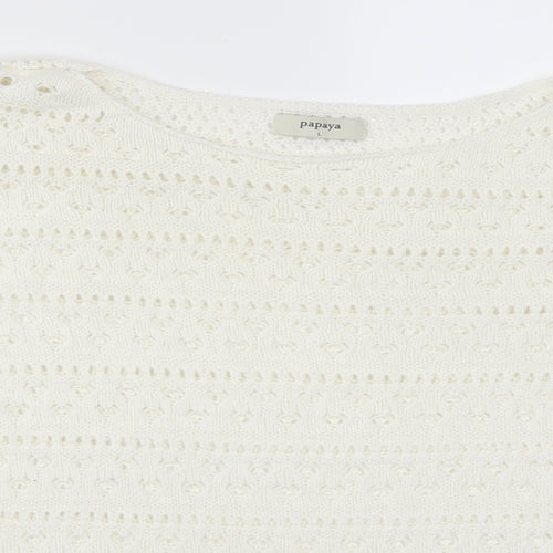 Papaya Womens White   Pullover Jumper Size L
