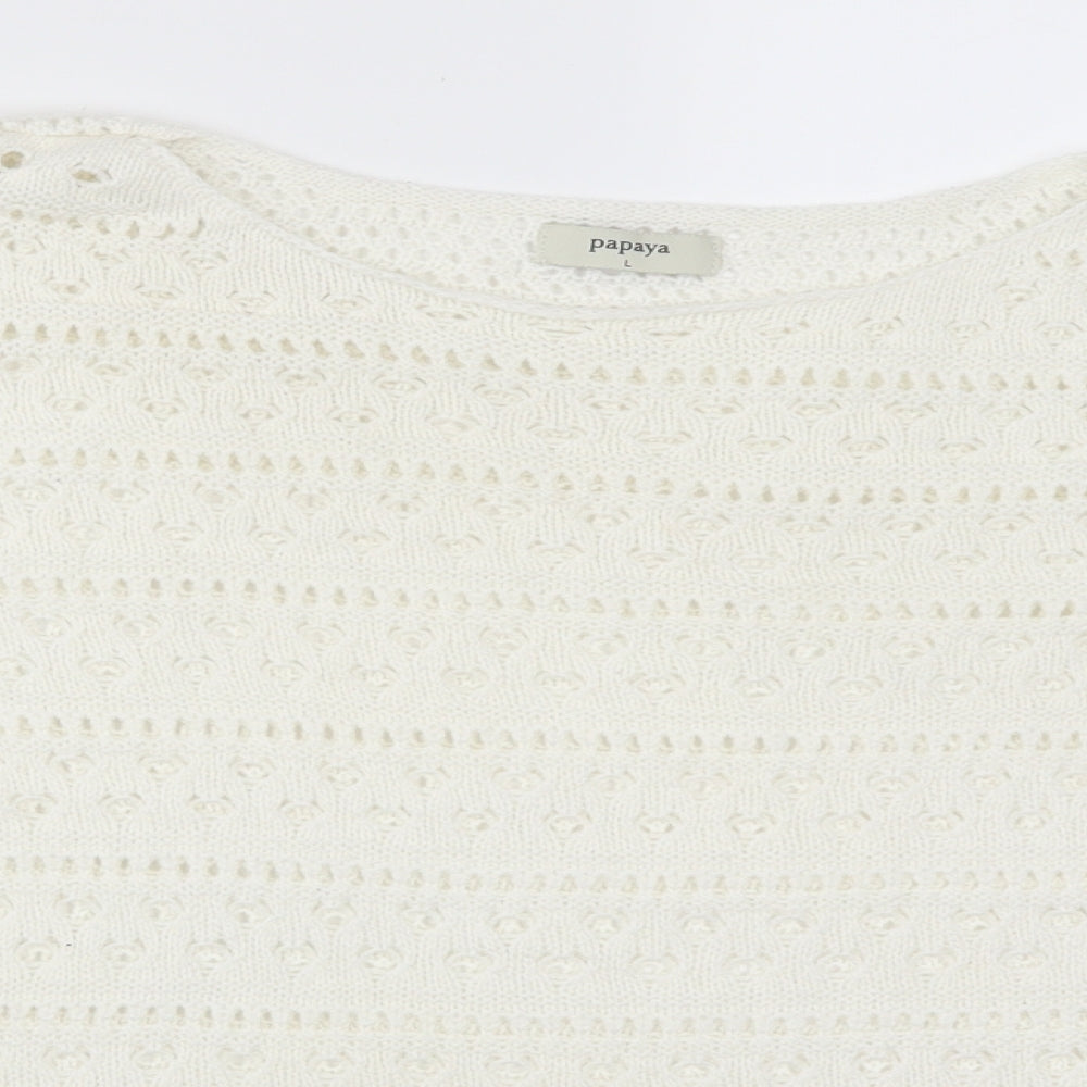 Papaya Womens White   Pullover Jumper Size L