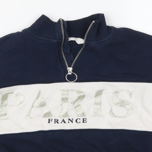 H&M Girls Blue Striped  Pullover Sweatshirt Size 9-10 Years  - Paris
