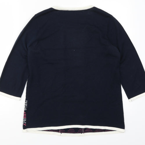 Classics Womens Blue Geometric  Pullover Jumper Size S