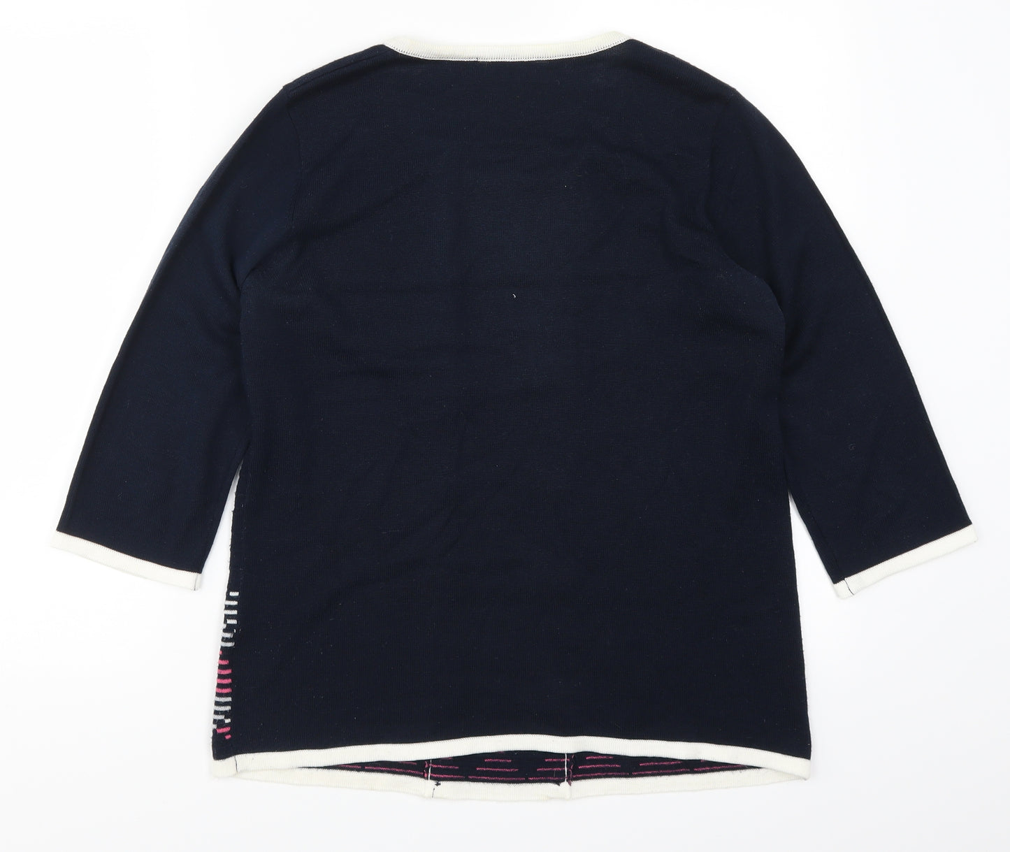 Classics Womens Blue Geometric  Pullover Jumper Size S