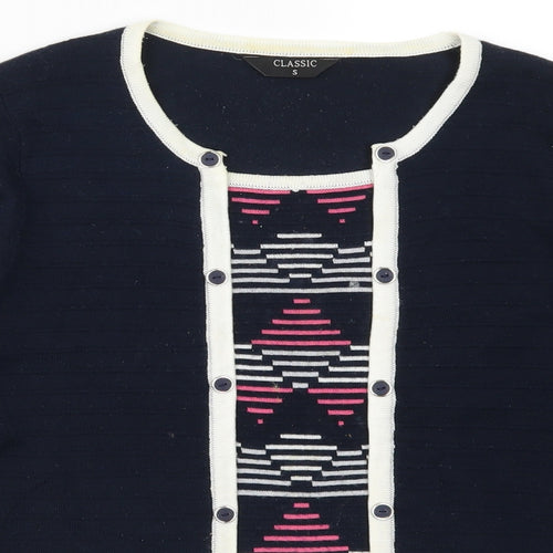 Classics Womens Blue Geometric  Pullover Jumper Size S