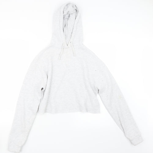 Topshop Womens Grey   Pullover Hoodie Size 8  - Cropped