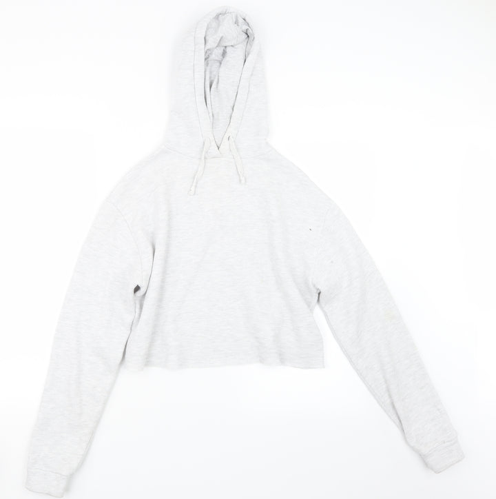 Topshop Womens Grey Pullover Hoodie Size 8 - Cropped