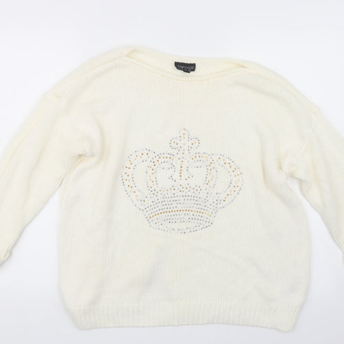 Topshop Womens Ivory  Knit Pullover Jumper Size 12