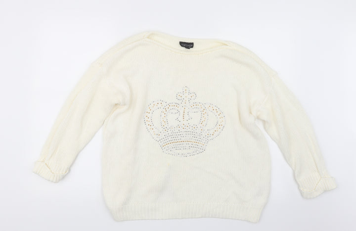Topshop Womens Ivory Knit Pullover Jumper Size 12