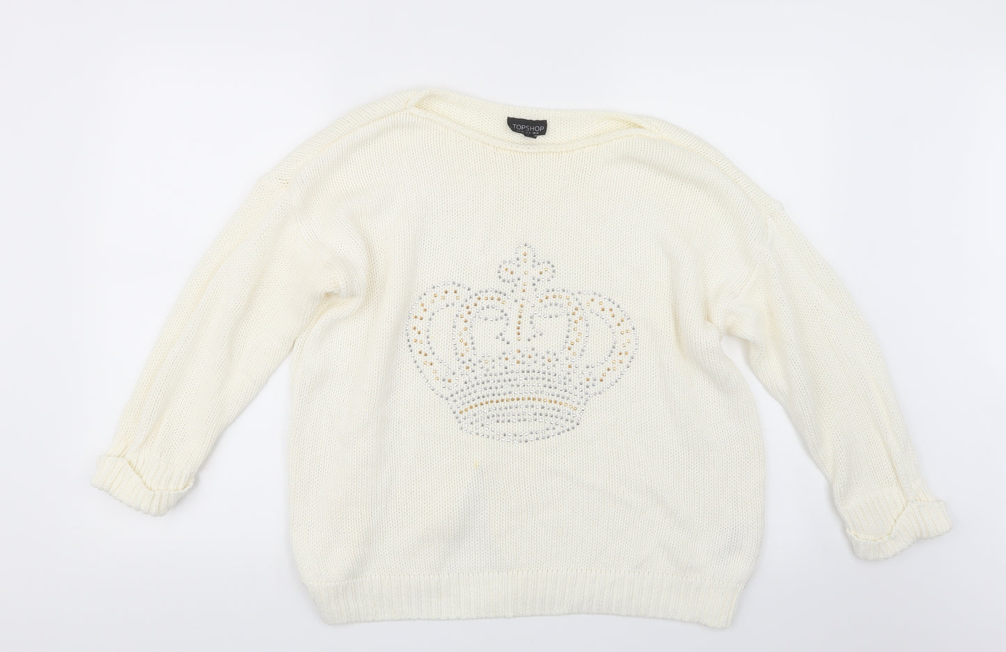 Topshop Womens Ivory  Knit Pullover Jumper Size 12