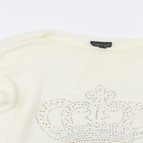 Topshop Womens Ivory  Knit Pullover Jumper Size 12