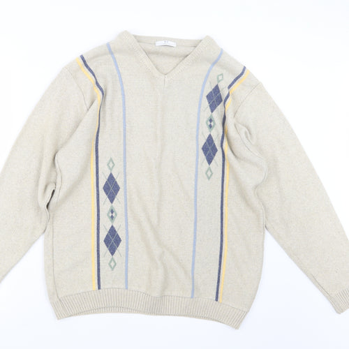 Essentials Mens Beige  Knit Pullover Jumper Size S