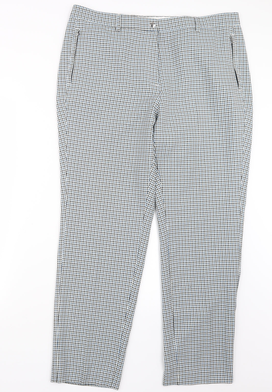 Marks and Spencer Womens Blue Geometric  Trousers  Size 18 L30 in