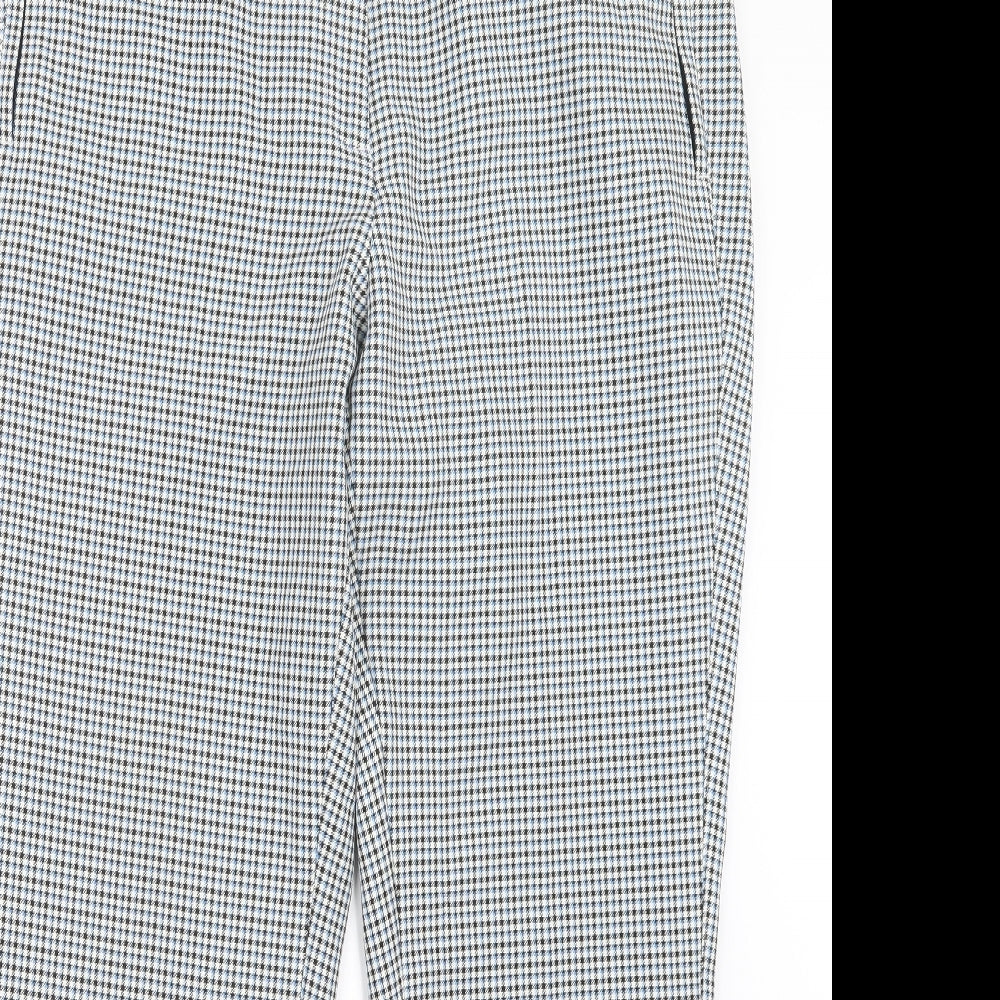 Marks and Spencer Womens Blue Geometric  Trousers  Size 18 L30 in