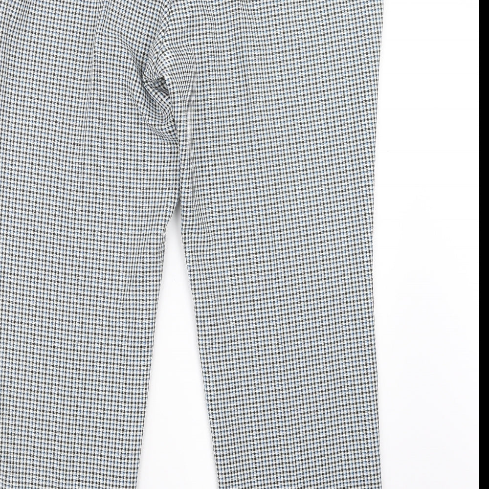 Marks and Spencer Womens Blue Geometric  Trousers  Size 18 L30 in