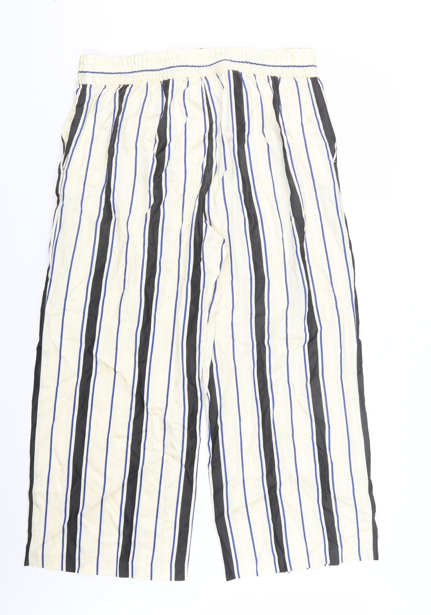 Marks and Spencer Womens Ivory Striped  Trousers  Size 18 L27.5 in