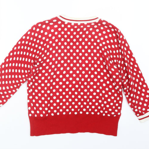 Laura Ashley Womens Red Polka Dot Knit Cardigan Jumper Size 14